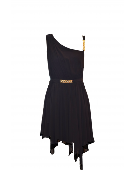 Ancient Greek mini dress with one shoulder and chain