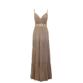 Maxi dress with transparent on wiast and gold details