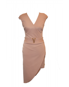 Sleeveless dress with V detail on waist