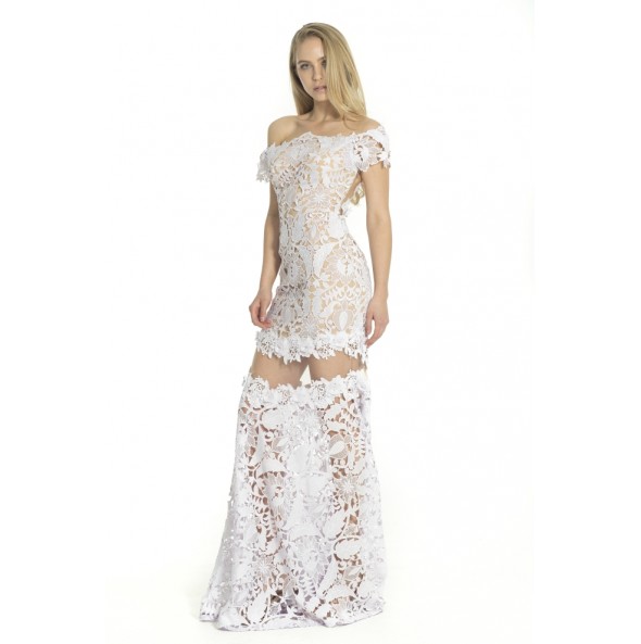 Long gipour lace dress