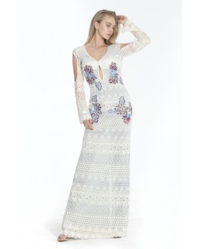 Long cotton lace dress with sleeves